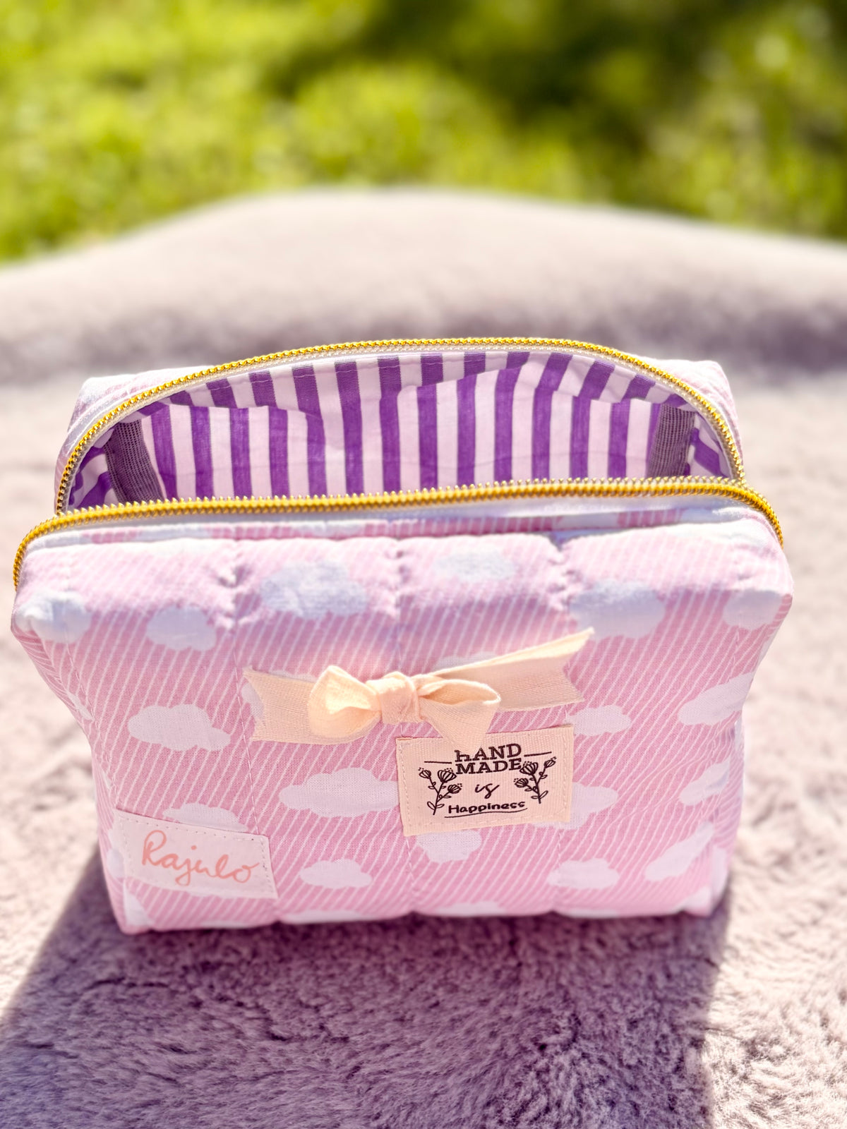 Handgenähte Zipperbag „Wolkenzauber“ ☁️🩷