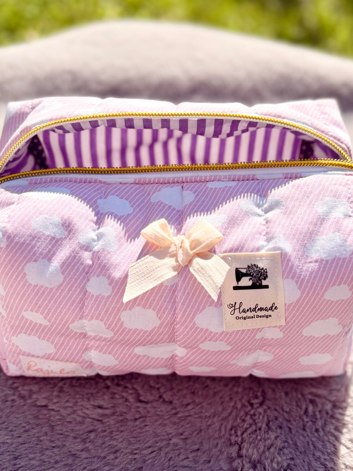 Handgenähte Zipperbag „Wolkenzauber“ ☁️🩷