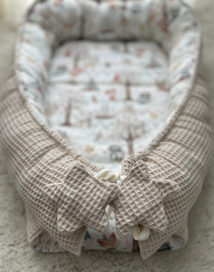 Spielmatte, Spielunterlage, Wickelauflage, Waffelpiquet, Waldtiere, Babydecke
